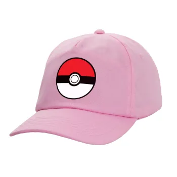 Pokemon ball, Adult Baseball Cap, 100% Cotton, PINK (COTTON, ADULT, UNISEX, ONE SIZE)