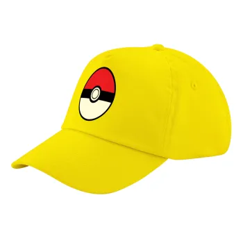 Pokemon ball, Child's Baseball Cap, 100% Cotton Twill, Yellow (COTTON, CHILD, UNISEX, ONE SIZE)