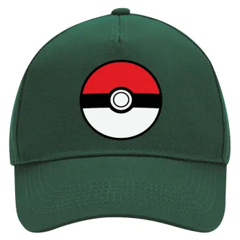Pokemon ball, Adult Ultimate Hat GREEN, (100% COTTON DRILL, ADULT, UNISEX, ONE SIZE)