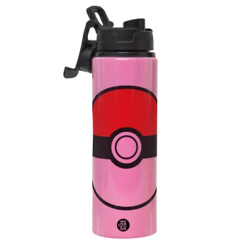 Pokemon ball, Μεταλλικό παγούρι νερού με καπάκι ασφαλείας, αλουμινίου 850ml
