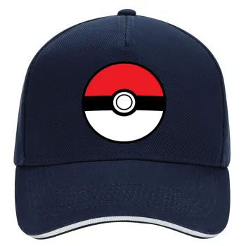 Pokemon ball, DRILL Καπέλο Ενηλίκων Ultimate ΜΠΛΕ/ΛΕΥΚΟ, (100% ΒΑΜΒΑΚΕΡΟ, ΕΝΗΛΙΚΩΝ, UNISEX, ONE SIZE)