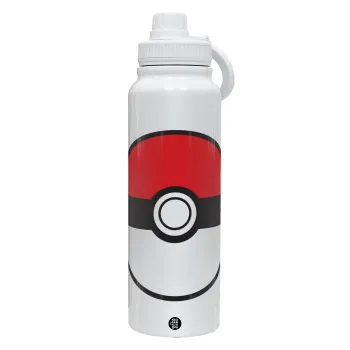Pokemon ball, Θερμός 1L Ανοξείδωτο με Βάση Κινητού & Διπλά Τοιχώματα