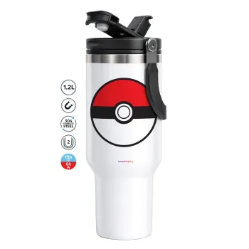 Pokemon ball, Mega Tumbler με καπάκι, διπλού τοιχώματος (θερμό) 1,2L