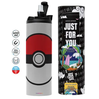 Pokemon ball, Tumbler stainless steel GREY 600ml