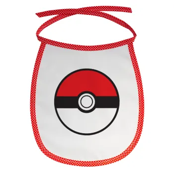 Pokemon ball, Σαλιάρα μωρού αλέκιαστη με κορδόνι Κόκκινη