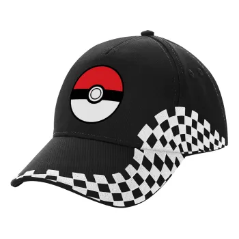 Pokemon ball, Καπέλο Ενηλίκων Ultimate ΜΑΥΡΟ RACING, (100% ΒΑΜΒΑΚΕΡΟ DRILL, ΕΝΗΛΙΚΩΝ, UNISEX, ONE SIZE)