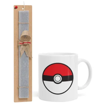 Pokemon ball, Easter Set, Ceramic Cup (330ml) & Easter aromatic flat candle (30cm) (GRAY)