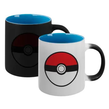 Pokemon ball, Κούπα Μαγική εσωτερικό μπλε, κεραμική 330ml που αλλάζει χρώμα με το ζεστό ρόφημα