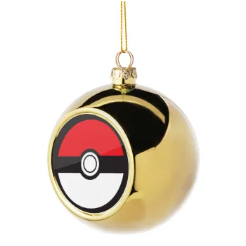 Pokemon ball, Στολίδι Χριστουγεννιάτικη μπάλα δένδρου Χρυσή 8cm