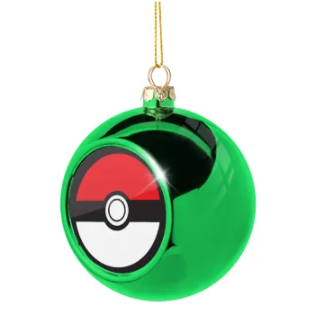 Pokemon ball, Green Christmas tree ornament ball 8cm