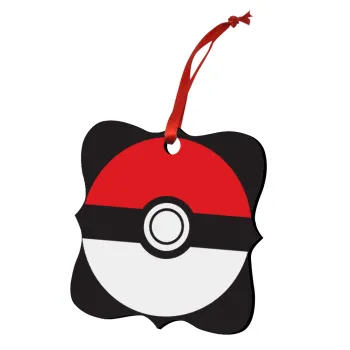 Pokemon ball, Στολίδι Χριστουγεννιάτικο στολίδι polygon ξύλινο 7.5cm