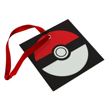 Pokemon ball, Christmas ornament, glass square ornament 9x9cm