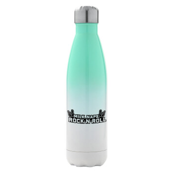 Milk, Naps, Rock N Roll, Metal mug thermos Green/White (Stainless steel), double wall, 500ml