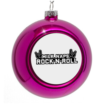 Milk, Naps, Rock N Roll, Purple Christmas tree ornament bauble 8cm