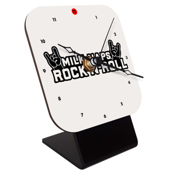 Milk, Naps, Rock N Roll, Quartz Wooden table clock with hands (10cm)