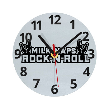 Milk, Naps, Rock N Roll, Ρολόι τοίχου γυάλινο (20cm)
