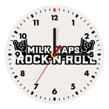 Milk, Naps, Rock N Roll, Wooden wall clock (20cm)