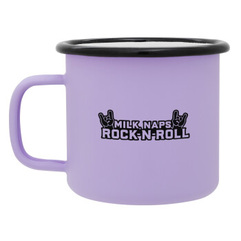 Milk, Naps, Rock N Roll, Κούπα Μεταλλική εμαγιέ ΜΑΤ Light Pastel Purple 360ml