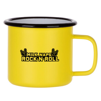 Milk, Naps, Rock N Roll, Metallic enamel MATT Yellow cup 360ml