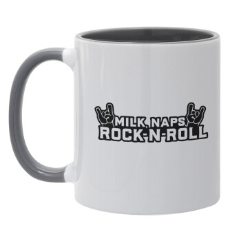 Milk, Naps, Rock N Roll, Mug colored grey, ceramic, 330ml