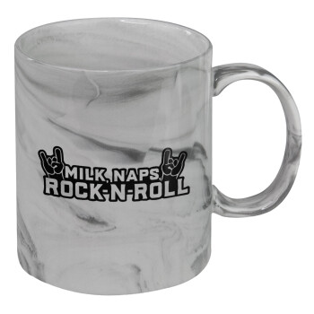 Milk, Naps, Rock N Roll, Κούπα κεραμική, marble style (μάρμαρο), 330ml