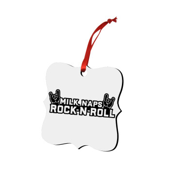 Milk, Naps, Rock N Roll, Στολίδι Χριστουγεννιάτικο στολίδι polygon ξύλινο 7.5cm