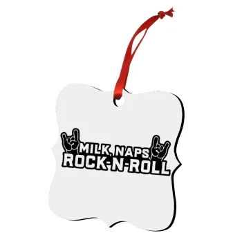 Milk, Naps, Rock N Roll, Christmas ornament polygon wooden 7.5cm