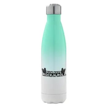 Milk, Naps, Rock N Roll, Metal mug thermos Green/White (Stainless steel), double wall, 500ml