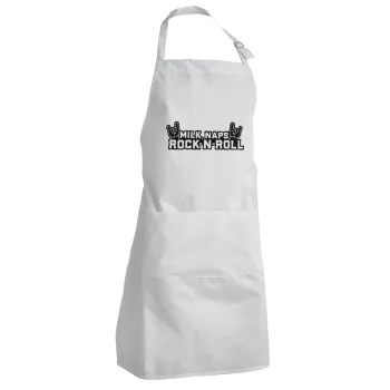 Milk, Naps, Rock N Roll, Adult Chef Apron (with sliders and 2 pockets)