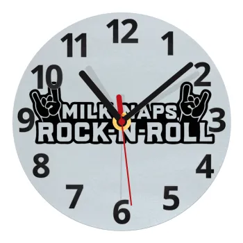 Milk, Naps, Rock N Roll, Ρολόι τοίχου γυάλινο (20cm)