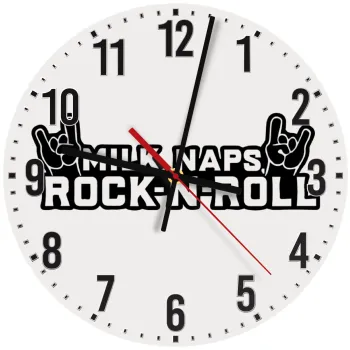 Milk, Naps, Rock N Roll, Ρολόι τοίχου ξύλινο (30cm)