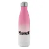 Metal mug thermos Pink/White (Stainless steel), double wall, 500ml