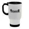 Stainless steel travel mug with lid, double wall white 450ml