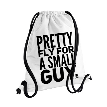 Pretty fly for a small guy, Backpack pouch GYMBAG white, with pocket (40x48cm) & thick cords