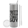 Tumbler stainless steel Silver 600ml, with metal straw & cleaning brush