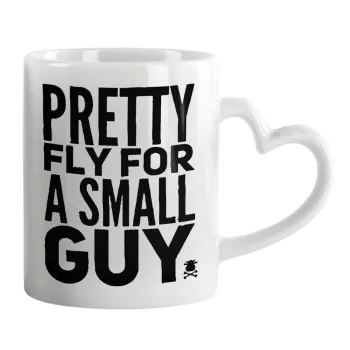Pretty fly for a small guy, Mug heart handle, ceramic, 330ml