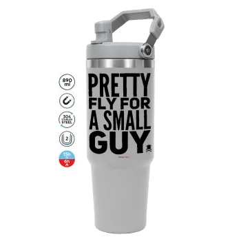 Pretty fly for a small guy, GREY color, 890ml (30oz) stainless Steel Tumbler with Handle
