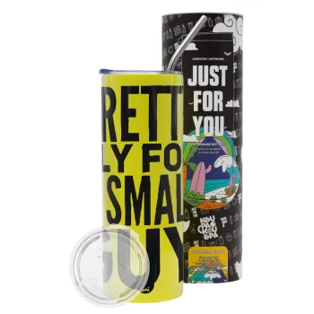 Pretty fly for a small guy, Neon Yellow Travel Tumbler θερμό, μεταλλικό καλαμάκι(Ανωξείδωτο 304 Food grade, BPA free, 600ml)