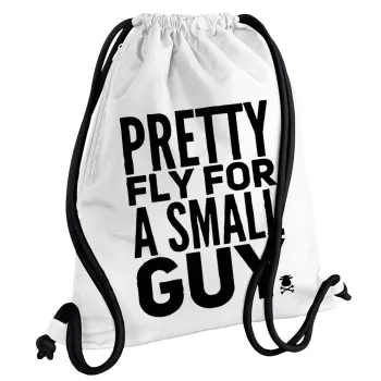 Pretty fly for a small guy, Backpack pouch GYMBAG white, with pocket (40x48cm) & thick cords