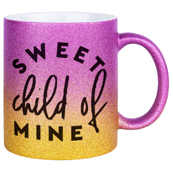 Sweet child of mine!, Κούπα Χρυσή/Ροζ Glitter, κεραμική, 330ml