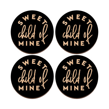 Sweet child of mine!, ΣΕΤ x4 Σουβέρ ξύλινα στρογγυλά plywood (9cm)