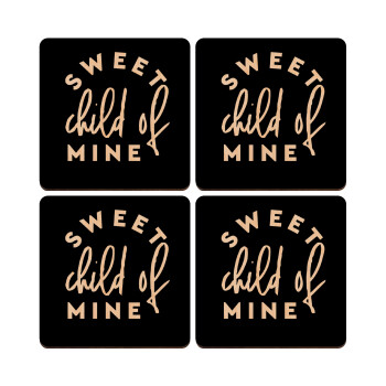 Sweet child of mine!, ΣΕΤ x4 Σουβέρ ξύλινα τετράγωνα plywood (9cm)