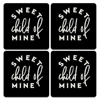 Sweet child of mine!, ΣΕΤ 4 Σουβέρ ξύλινα τετράγωνα (9cm)