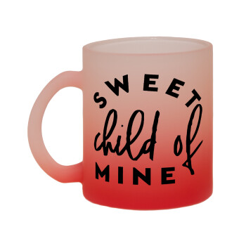 Sweet child of mine!, Κούπα γυάλινη δίχρωμη με βάση το κόκκινο ματ, 330ml