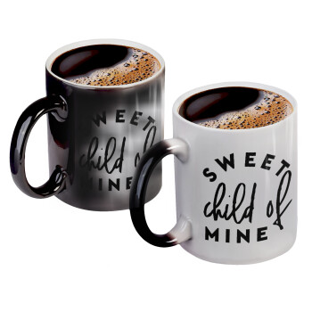Sweet child of mine!, Color changing magic Mug, ceramic, 330ml when adding hot liquid inside, the black colour desappears (1 pcs)