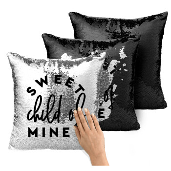 Sweet child of mine!, Μαξιλάρι καναπέ Μαγικό Μαύρο με πούλιες 40x40cm περιέχεται το γέμισμα