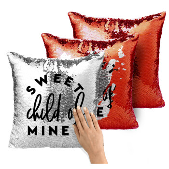 Sweet child of mine!, Μαξιλάρι καναπέ Μαγικό Κόκκινο με πούλιες 40x40cm περιέχεται το γέμισμα