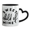 Mug heart black handle, ceramic, 330ml