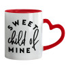 Mug heart red handle, ceramic, 330ml