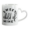 Mug heart handle, ceramic, 330ml